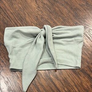 Stylish Ribbed Tube Top - Light Green